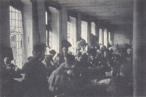 Schneiderei im Ghetto Lodz, wo Betty Reis bis Mitte 1944 arbeitete.